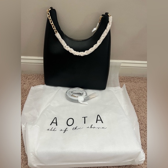 NWT new Anthropologie AOTA darcy faux leather shoulder bag crossbody black purse - Picture 3 of 16